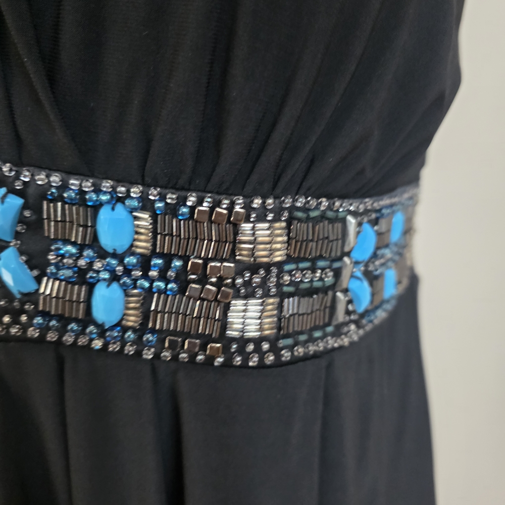White House Black Market Black Strapless Dress with Blue Details - Picture 4 of 9